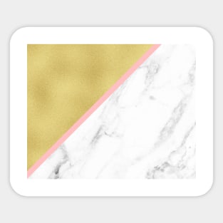 Marble and gold background pink line Sticker